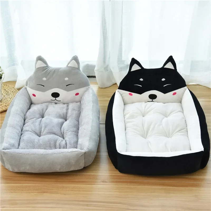 Soft Pet Sofa Cartoon Chai Dog Shaped Dog Beds Winter Warm Cat Sleeping Mat Plush Cushion Puppy Kitten Sofa Kennel Pet Supplies