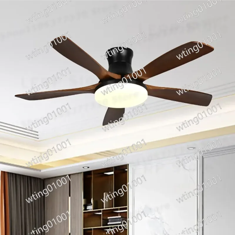 for Living Room Ceiling Fan Light Medium Ancient Style Solid Wood Frequency Conversion Pure Copper Motor Large Wind Electric