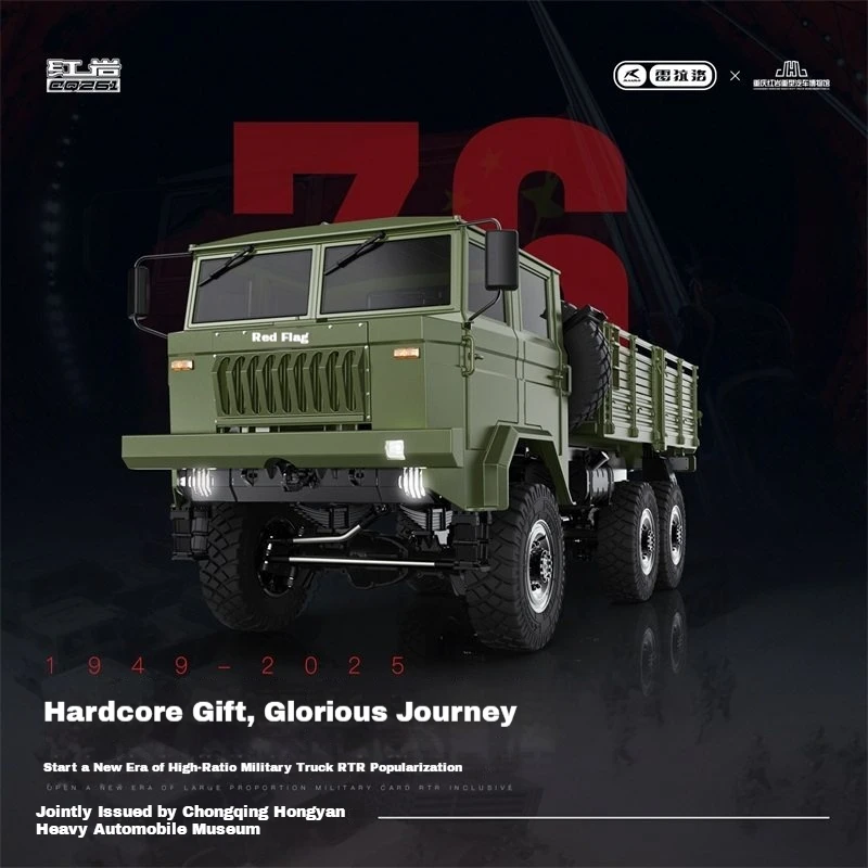 RLAARLO Hongyan CQ261 1/10 Scale 6x6 RC Military Truck Simulation Electric Remote Control Crawler Off-Road Climbing Model Car