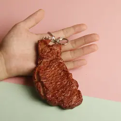 keychain steak PVC Keychains Food Model Photography Props Fun Children's Toys Car Key Ring Bag Pendant Jewelry Gifts