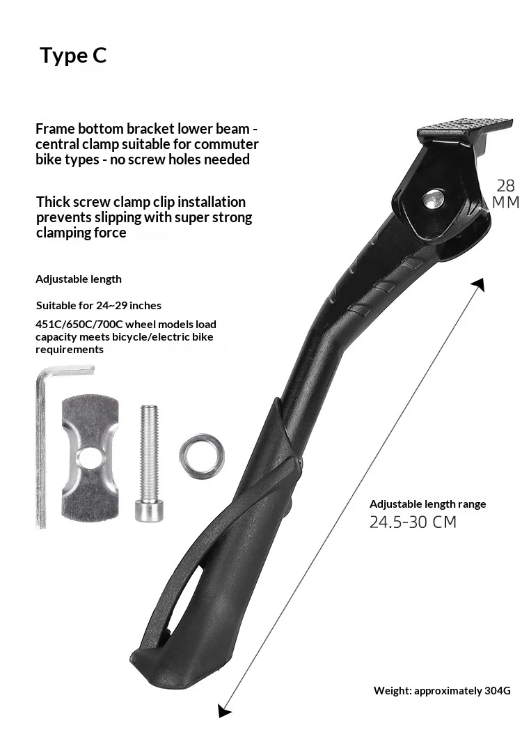 Verstellbarer Fahrradständer aus Aluminiumlegierung, hinten montierter Fahrrad-Seitenständer für MTB, Mountainbike, Rennrad, Fahrradzubehör – Detail 15