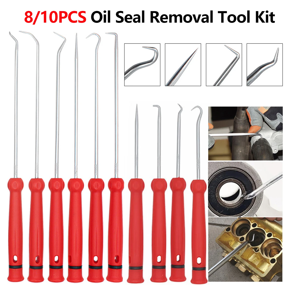 

8/10 шт., набор отверток для сальника автомобиля, 240 мм, 255 мм, уплотнительное кольцо, съемник прокладок, съемник крючков, инструменты для уплотнения масла