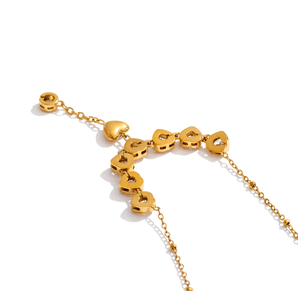 Yhpup Valentinstag-Geschenke Edelstahl Zirkonia Herz Liebe Tropfen-Halskette Eleganter Charm Damenschmuck – Detail 3