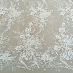 Wedding lace applique bridal lace fabric flower dress lace fabric 130cm width lace sell by yard