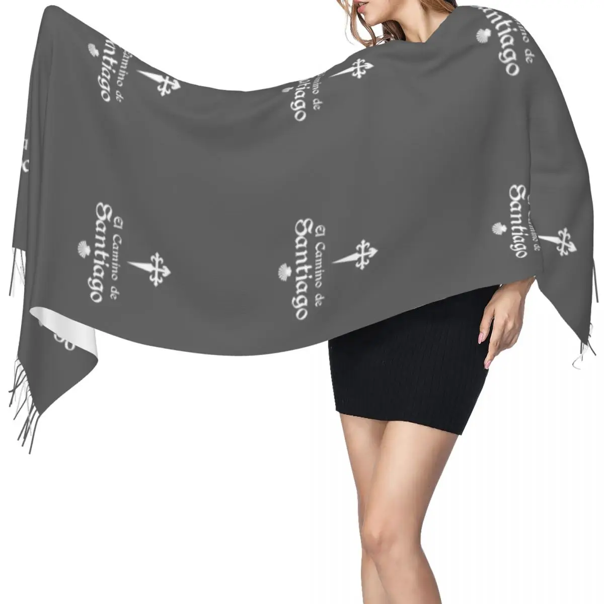 Custom Printed Camino De Santiago De Compostela Shell Saint Scarf Women Men Winter Fall Warm Scarves Shawl Wrap