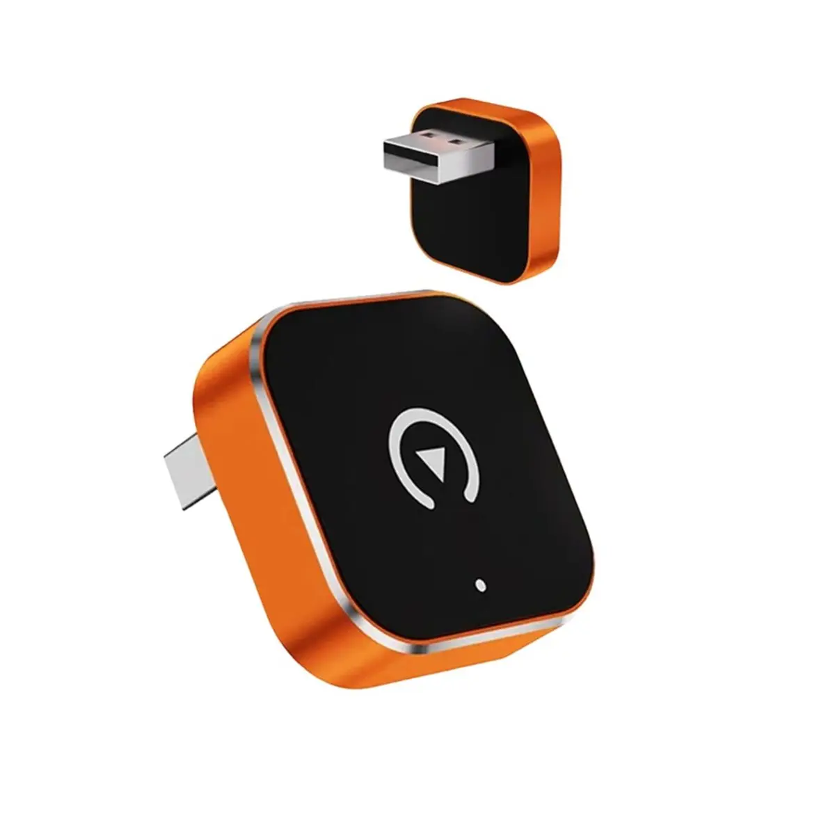 A77K 2in1 Mini Wired to Wireless CarPlay Dongle Wireless Android Auto Adapter Bluetooth 5.2 USB Plug and Play Orange