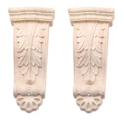 4 Pcs Woodcarving Corbels Decal Corner Appliques Frame Wall Furniture Woodcarving Wood Figurines Crafts Home Decor 11*5*2.2cm