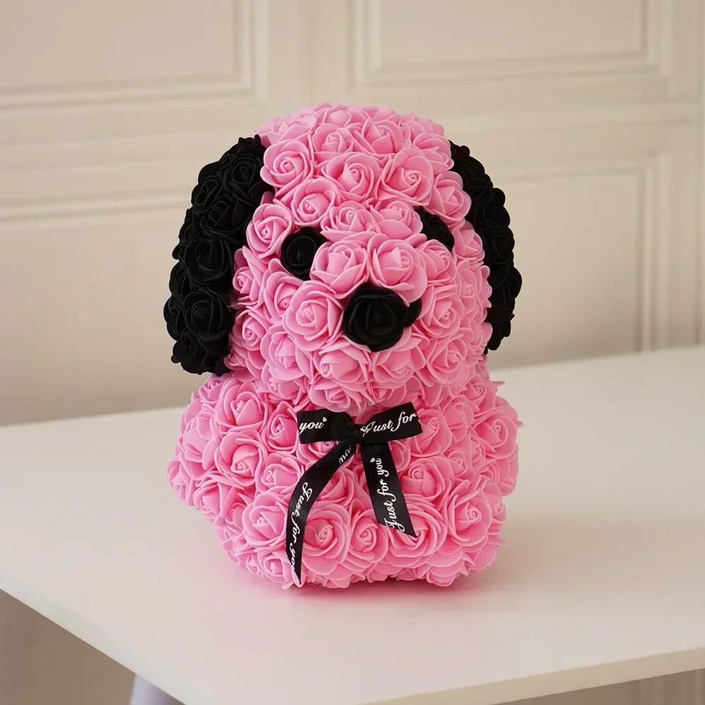 25cm Rose Teddy Dog Artificial Flowers Foam Rose Dog for Women Valentine's Day Wedding Birthday Gifts Show Love Decorations