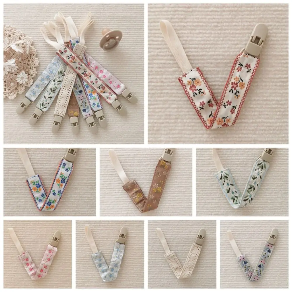 Etnische Stijl Bloemen Baby Doek Fopspeen Ketting Baby Tandjes Fopspeen Houder Verpleging Kettingen Verstelbare Tepel Houder Clips