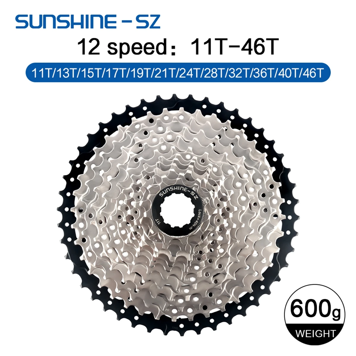 Sunshine Mountainbike 12S Kassette MTB 40T 42T 45T 46T 48T 50T 52T 12V K7 Off Road Fahrrad Kettenrad 12 Geschwindigkeit für Shimano M6100 – Detail 8