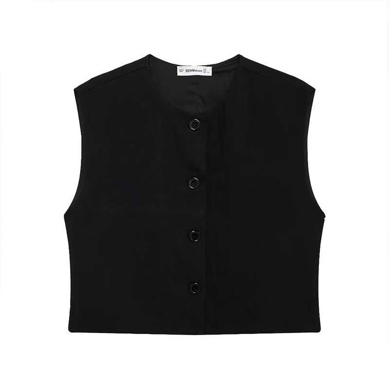 Willshela Women Fashion Solid Single Breasted Waistcoats Vest Vintage O-Neck Sleeveless Jackets Female Chic Lady Tank Tops