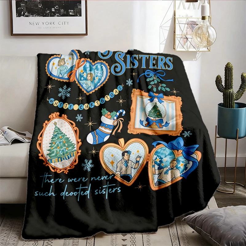 Haynes Sisters White Christmas  Flannel Blanket, Christmas Movie Flannel Throw, Vintage Sisters Sisters