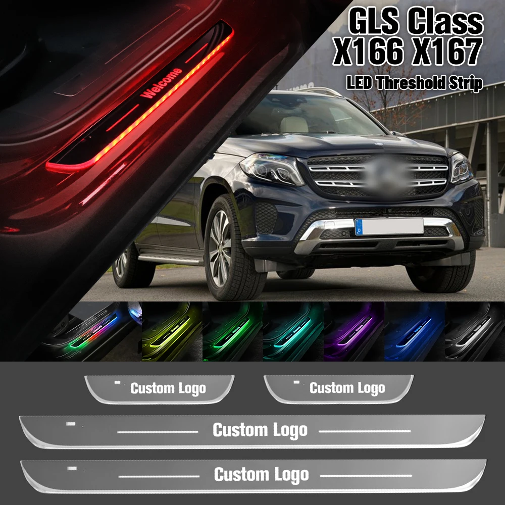 

For Mercedes Benz GLS Class X166 X167 2015-2023 Car Door Sill Light Customized Logo LED Welcome Threshold Pedal Lamp Accessories