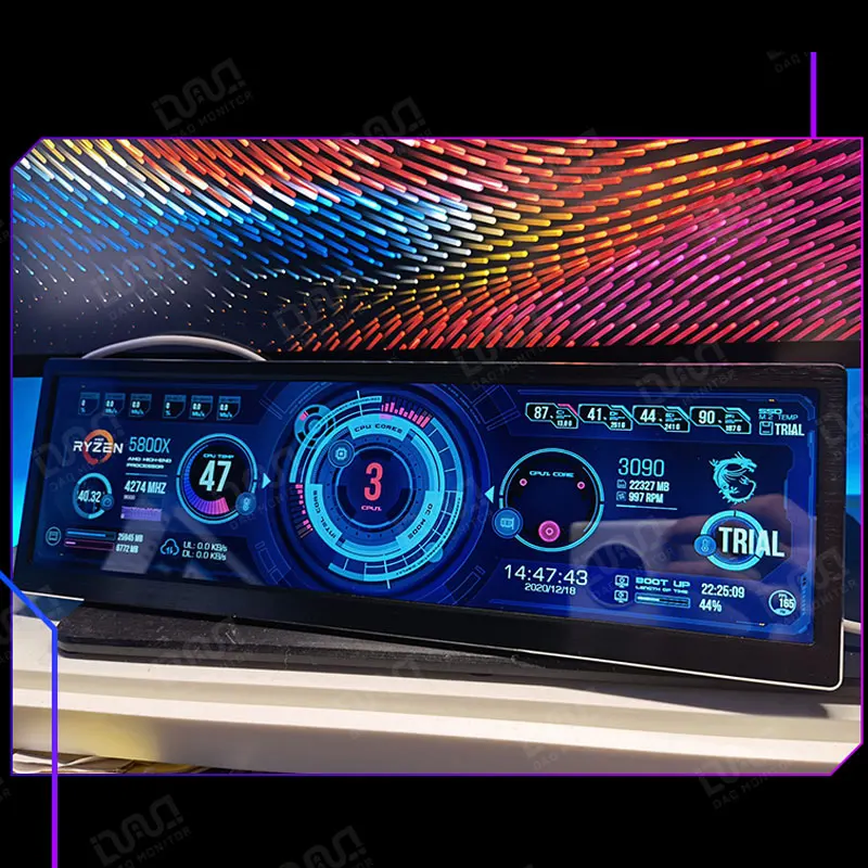 DAQ-01 12,6\" AIDA64 Monitoraggio della temperatura hardware per PC a doppio display 1920x515 AIDA64 Schermo Doppi moduli LCD