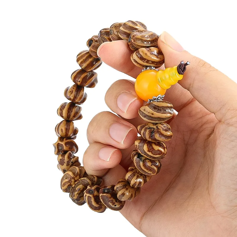 Buddhism Meditation Linden Bodhi Seed Irregular Spacer Bead Rosary Bracelet Mascot Amulet Healing Bangle Men Women Wrist Jewelry