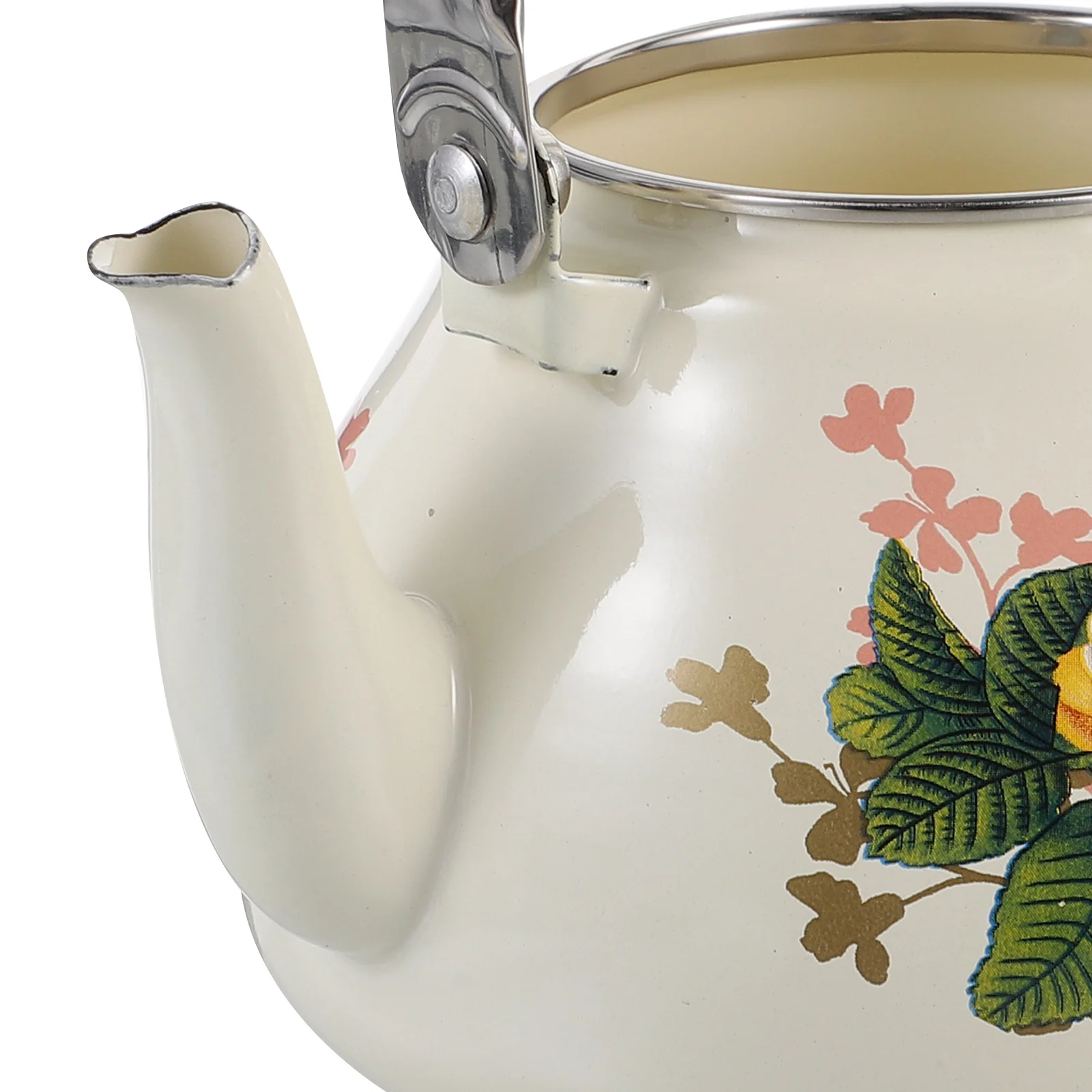

Enamel Tea Kettle Retro Floral Design Heat Resistant Water Boiling Pot Stovetop Tea Pot for Home Office Enamel Kettle