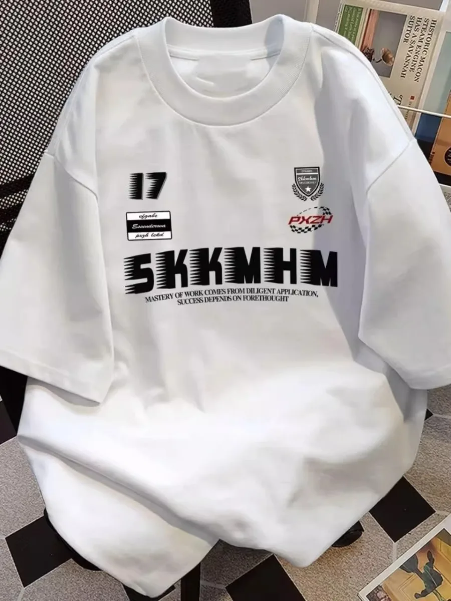 

Хлопковая футболка больших размеров свободного кроя с принтом, повседневный летний топ для подростков и взрослых до 300 фунтов