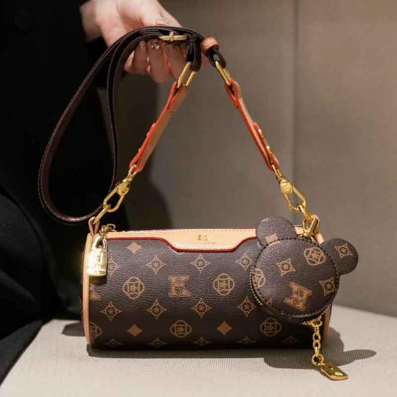 

Модная женская сумка 2026 года с широким ремнем, дизайнерская ретро-сумка-цилиндр через плечо, кроссбоди, сумка-слинг для женщин