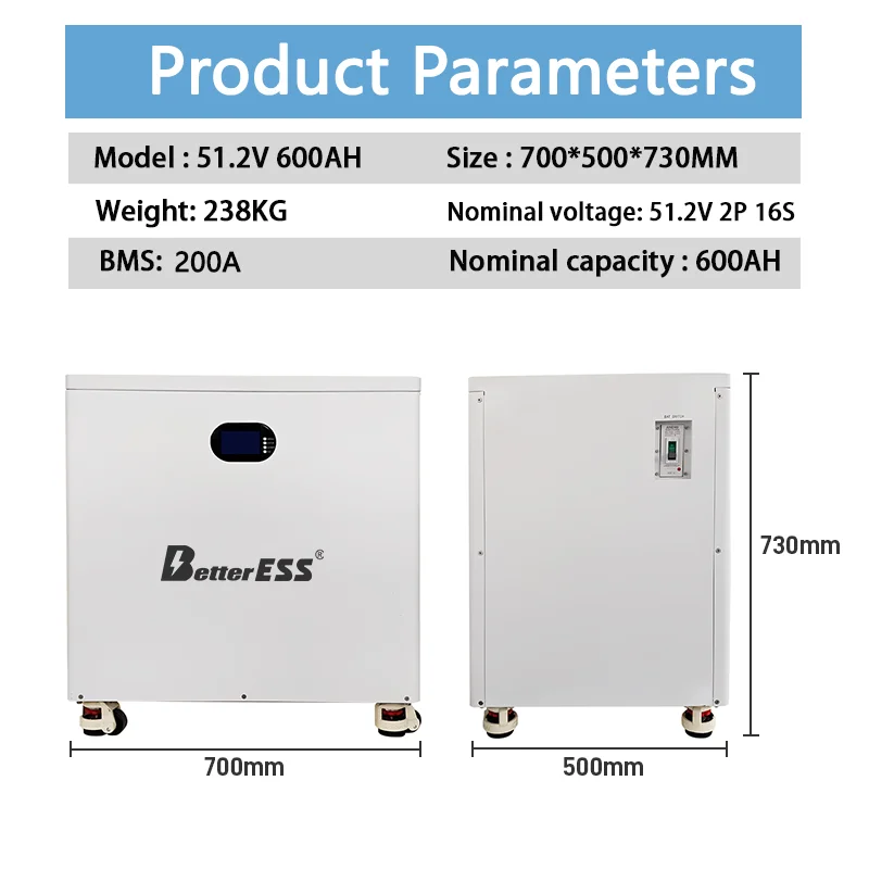 32KWH LiFePO4 Battery Pack 48V Powerwall Brand New Grade A 51.2V 600Ah/628Ah 8000 Cycles 100% Full Capacity Home Energy Storage