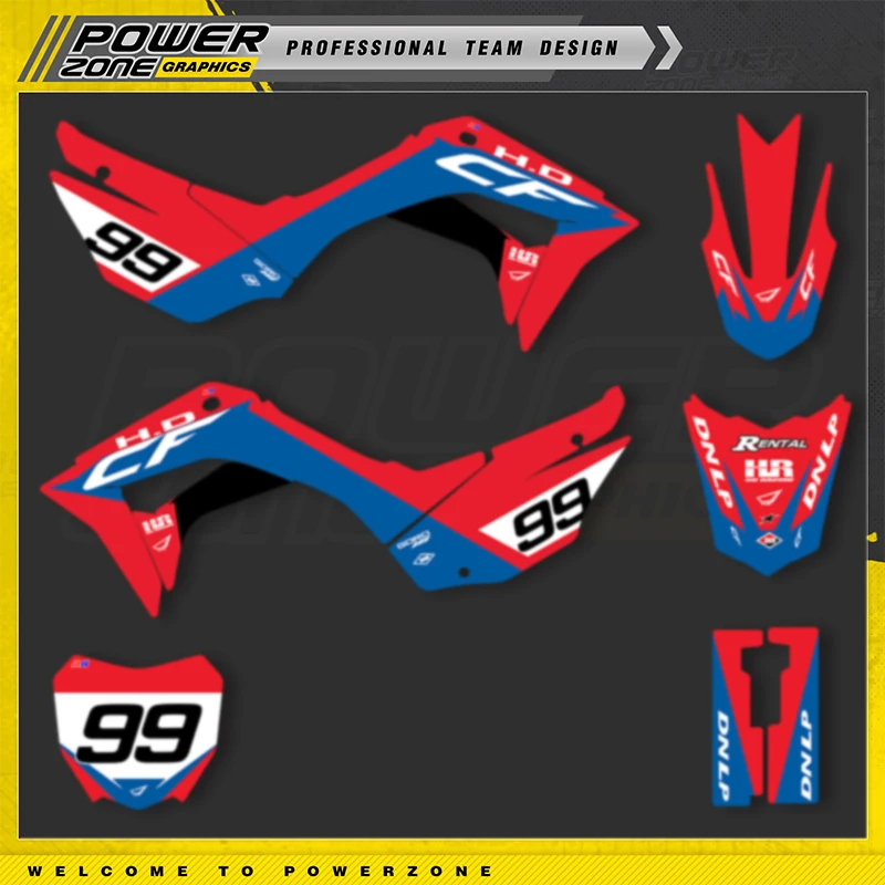 

PowerZone Custom Graphics Backgrounds Decals Motorcycle Stickers Kit For HONDA CRF 110F CRF110F 2019 2020 2021 110cc Number Name