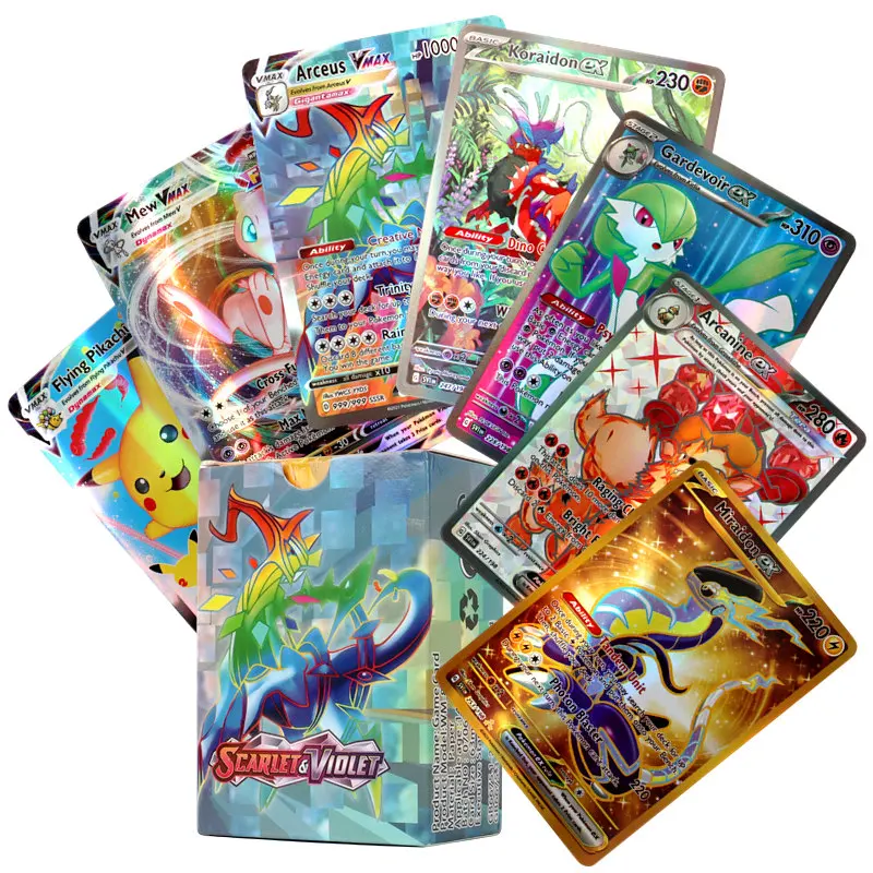 New Holographic Pokemon Cards Scarlet Violet 80Vmax 20EX English Letter Pokemon trading card Kids Gift