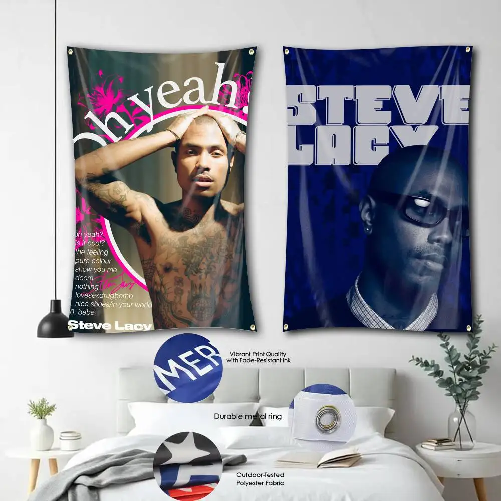 Steve-Lacy Music Vibe Flag Tapestry Banner for Bedroom Living Room Outdoor Camping Custom Supported