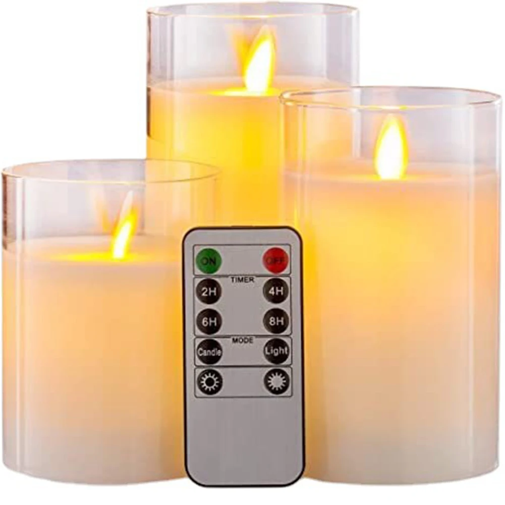 3pcs LED Electronic Candle Set Adjustable Brightness Modes Battery Powered Candle Lights For Home (10/12.5/15cm )