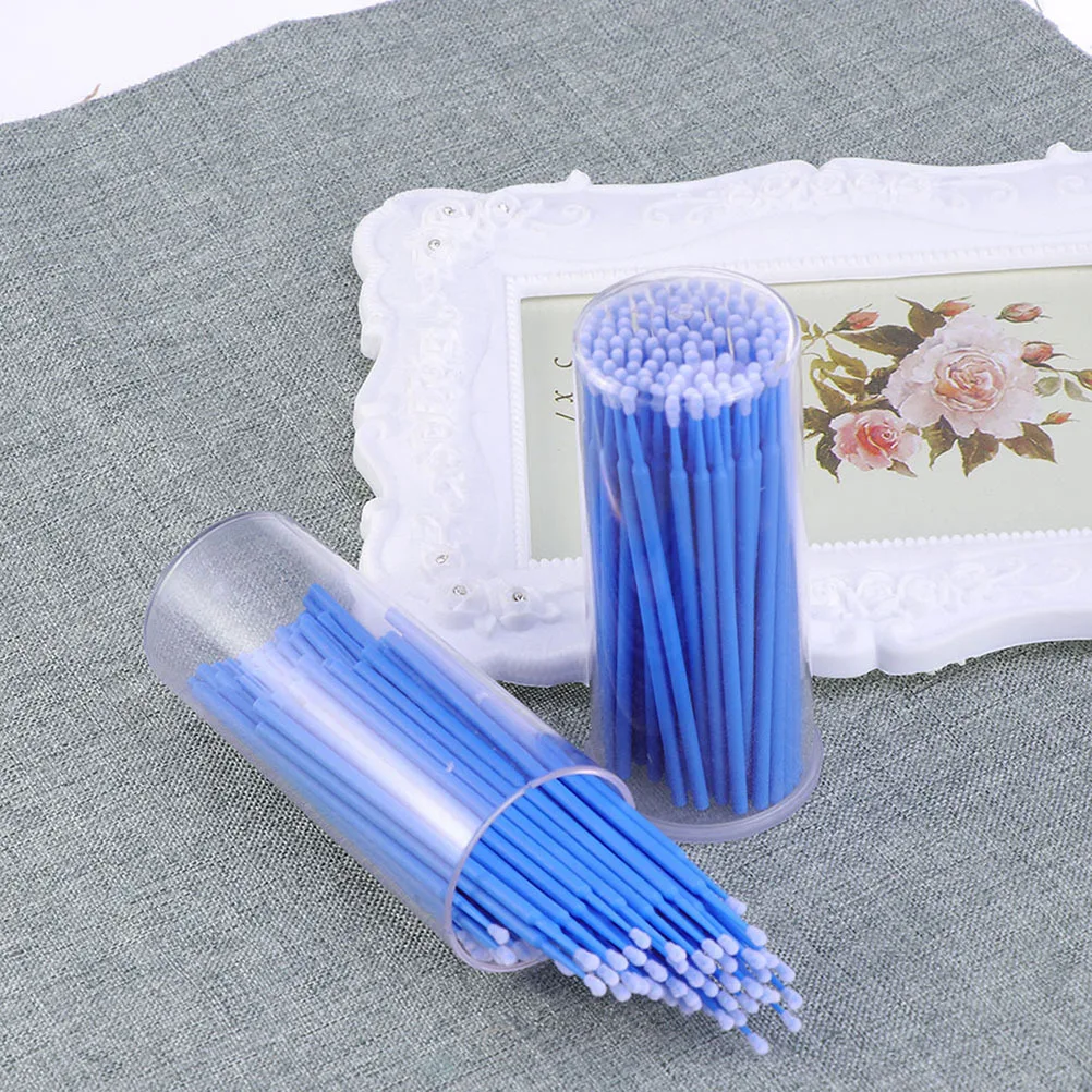 400 Uds. De hisopos de algodón desechables para extensión de pestañas, puntas flexibles precisas azules para eliminación de maquillaje, microaplicador para el hogar