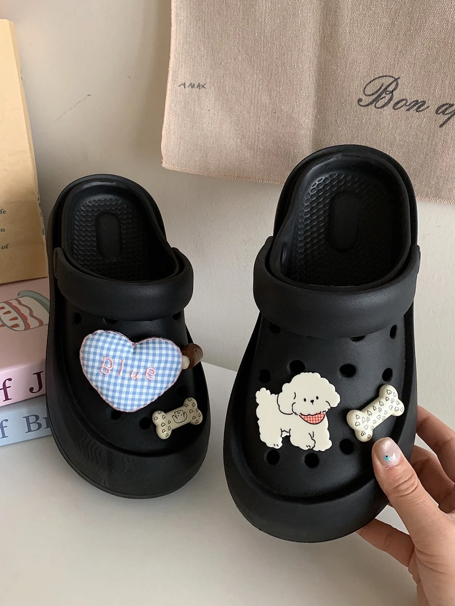 

Cute Dog Hole Hole Shoes Women's Summer Outdoor Fashion Sandals Flat Bottom EVA Casual Slip-On Thong Flip Flops Beach Shoes