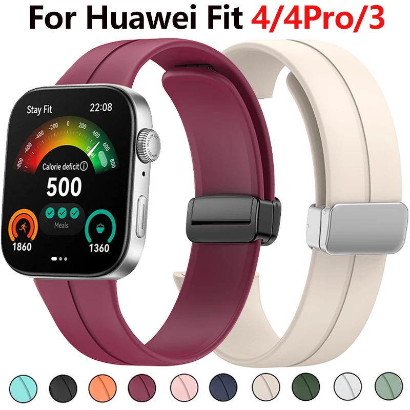 حزام سيليكون مغناطيسي لساعة Huawei Watch Fit 4 3 سوار رياضي Correa لساعة Huawei Watch Fit 3 4Pro ملحقات معصمه