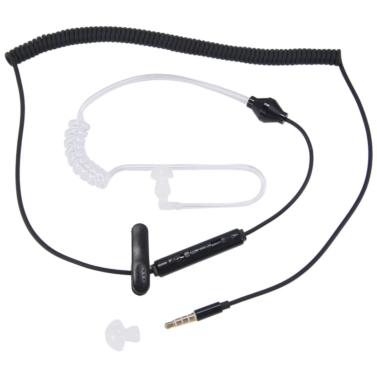 Single Side Earphone In-Ear Stereo Mono Earbud Headphones Noise Isolating Earbuds with Mic Spring Coil Reinforced Cord