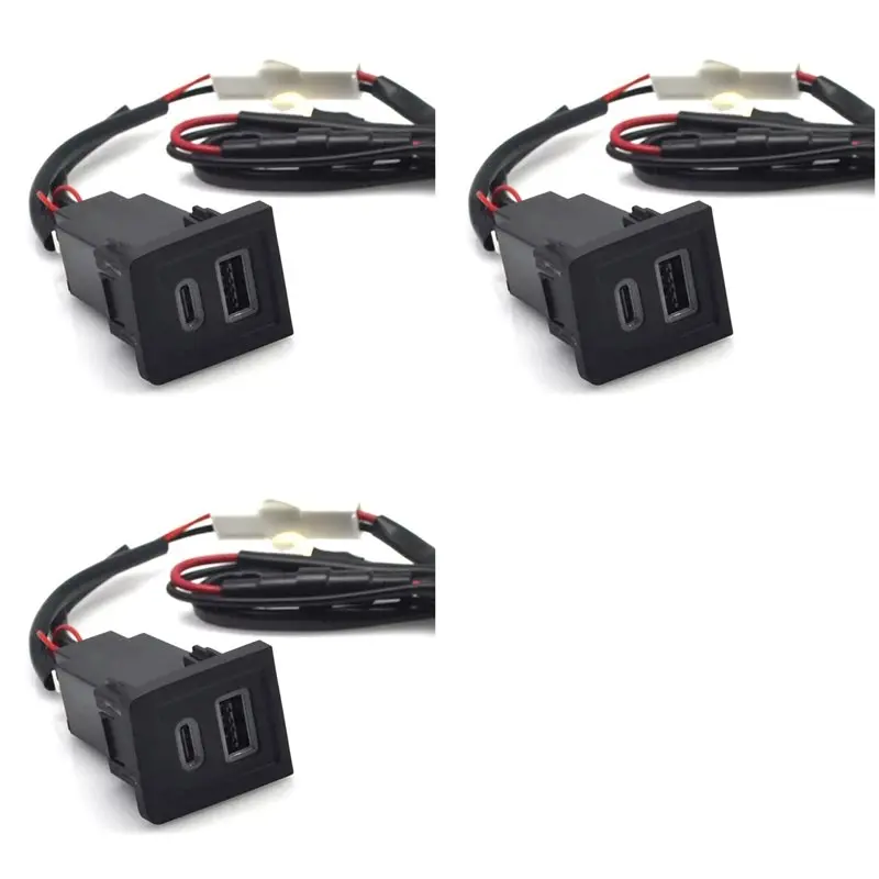 3X Car USB PD Quick Charge QC3.0 Phone Charging Adapter Outlet For Multivan T5 2003-2015