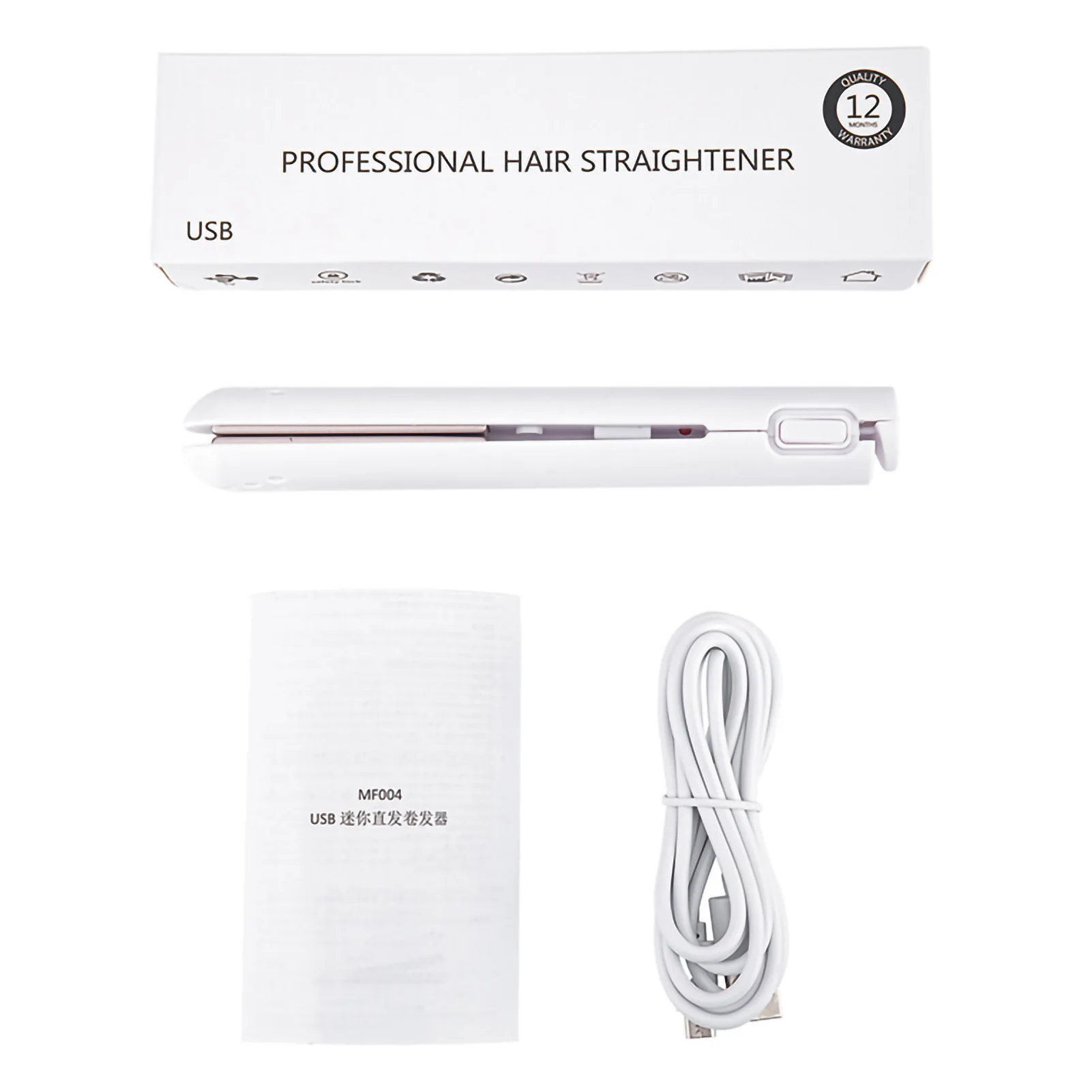 Heating Straightening Iron Mini 2 in 1 Hair Straightener USB Ceramics Heating Straightening Curling Flat Iron view 6
