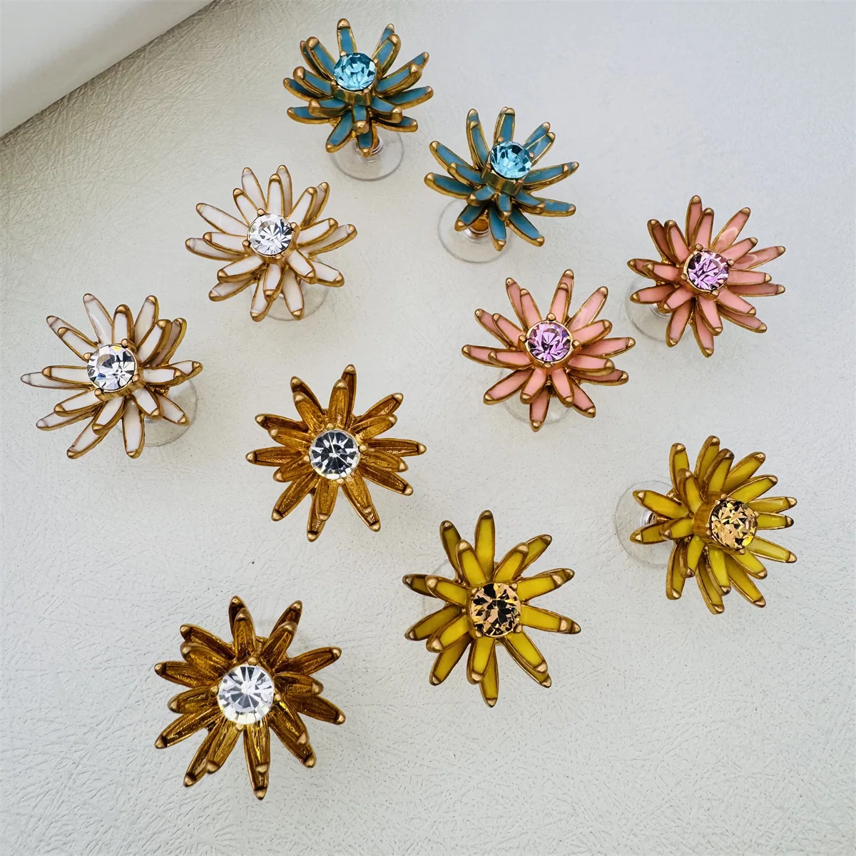 Trendy European & American Style Colorful Flower Pineapple Durian Stud Earrings for Women,Fashion Streetwear Jewelry