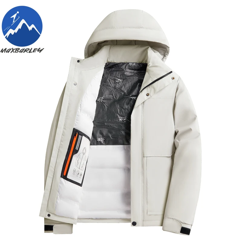 سترة Maxbarley للرجال من الجرافين مريحة للمغامرة الخارجية سترة سميكة دافئة بغطاء للرأس قابل للفصل ملابس شتوية مقاومة للرياح