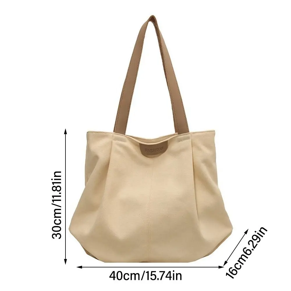 Canvas Shoulder Bag Classic Solid Color Zipper Books Handbag Tote Bag College Girls