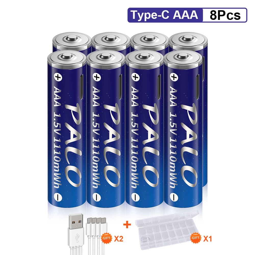 PALO 1.5V AAA 1110mWh USB akumulator litowo-jonowy AAA 1.5V baterie litowe AAA do zdalnie sterowana mysz zabawka + kabel