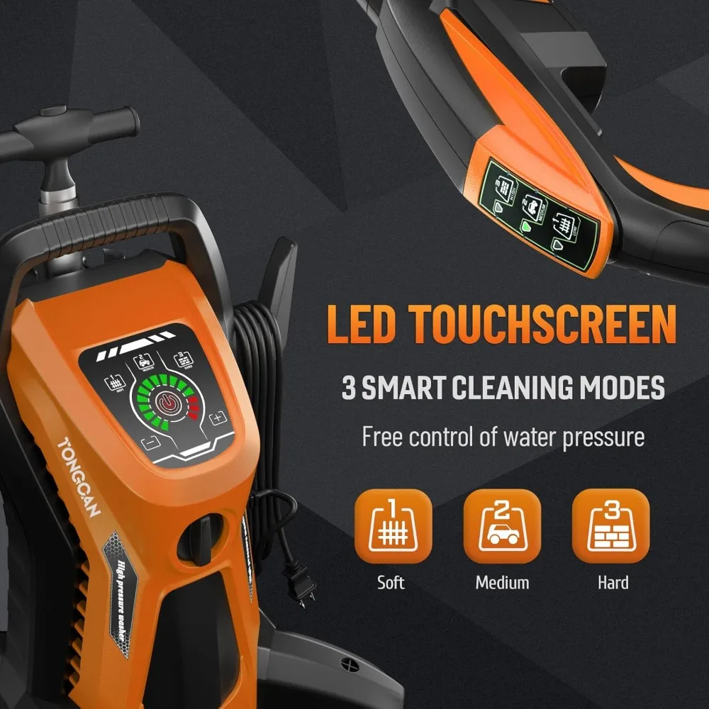 5000PSI 3.0GPM شاشة تعمل باللمس ضغط قابل للتعديل مع تقنية مضادة للرش، مقبض الرش التحكم الذكي، 5 فوهة #2