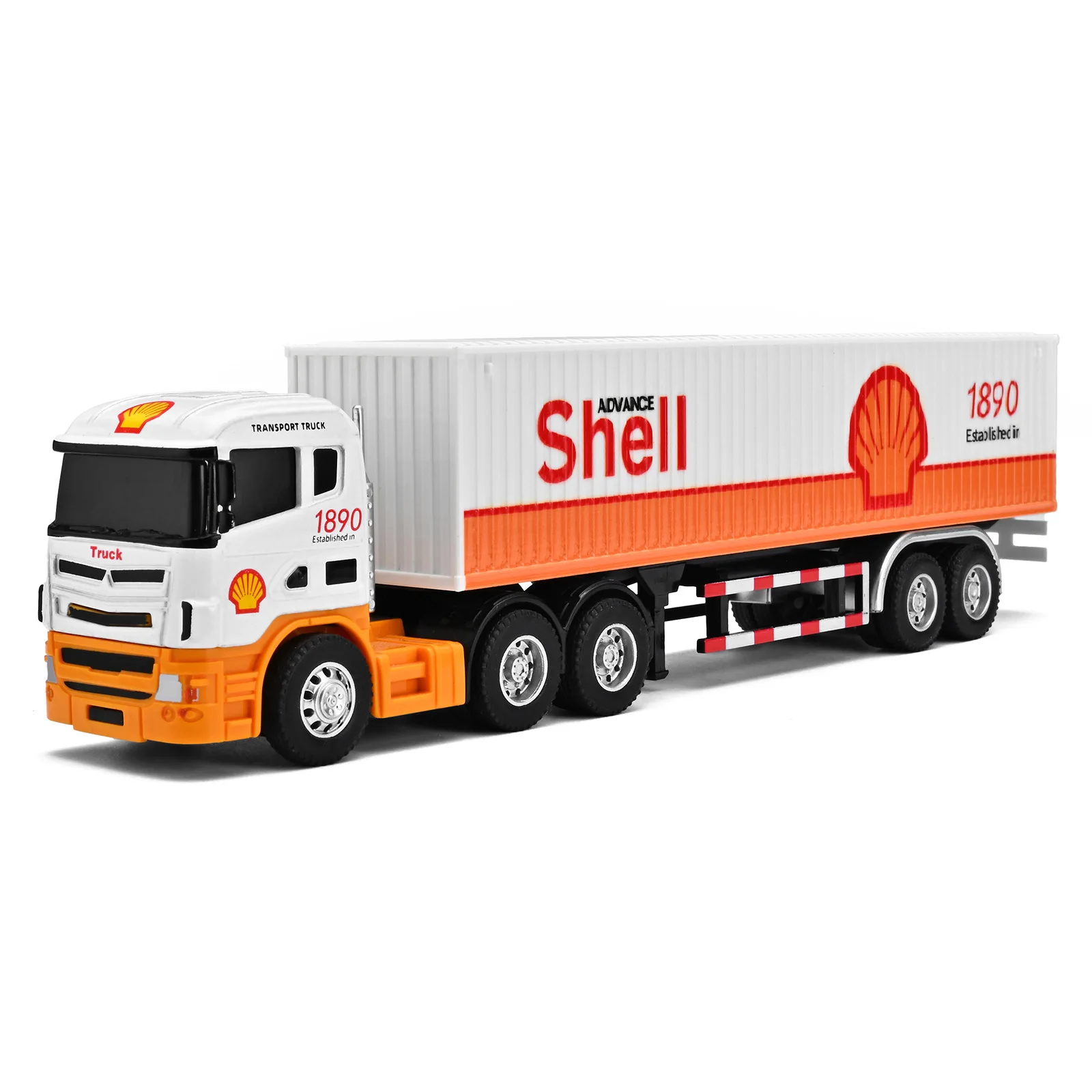

1:64 Small Trailer Container Truck Gulf Version Simulation Alloy Car Model Ornament Toy Collect Boys' Toys Christmas Gifts