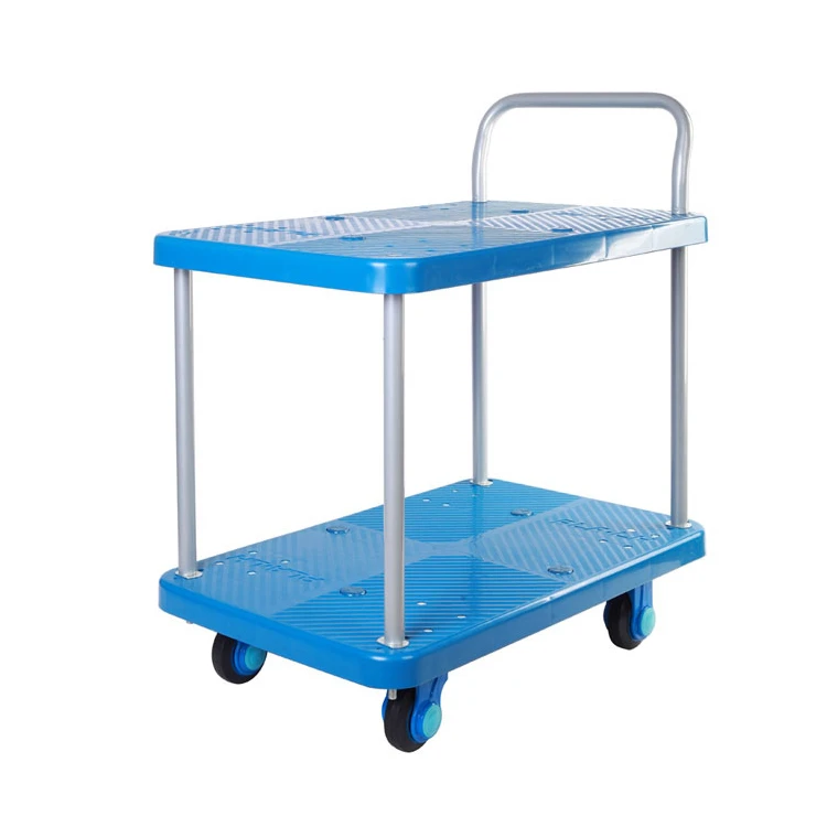 Uni-Silent 200kgs High Quality Two Shelf Cargo Trolley Plastic Platform Trolley PLA200N-T2