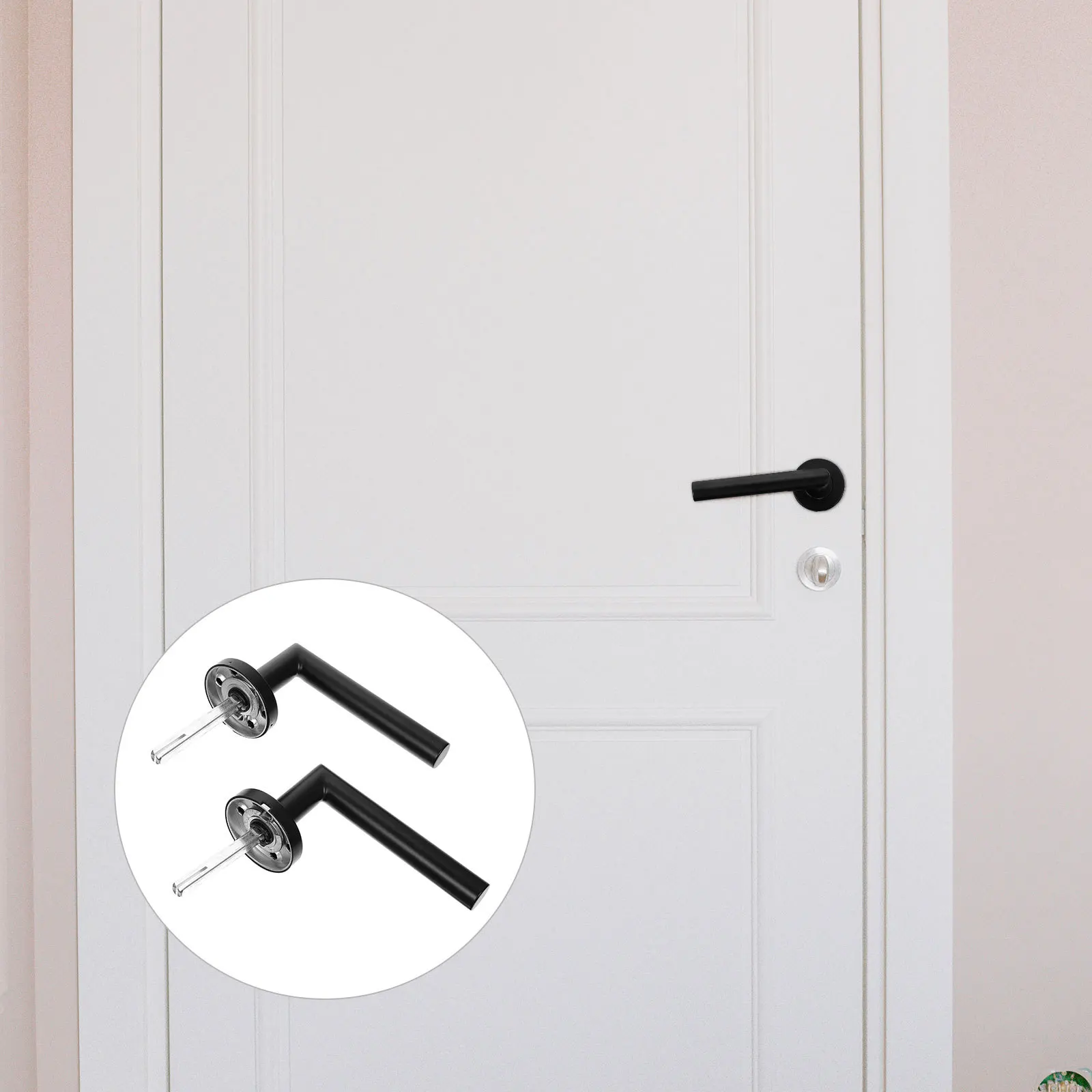 1 مجموعة كتم أقفال الأبواب الفولاذ المقاوم للصدأ قفل الحمام الداخلي للأبواب اليسرى أو اليمنى L شكل المنزل قفل غرفة نوم منفصل #5