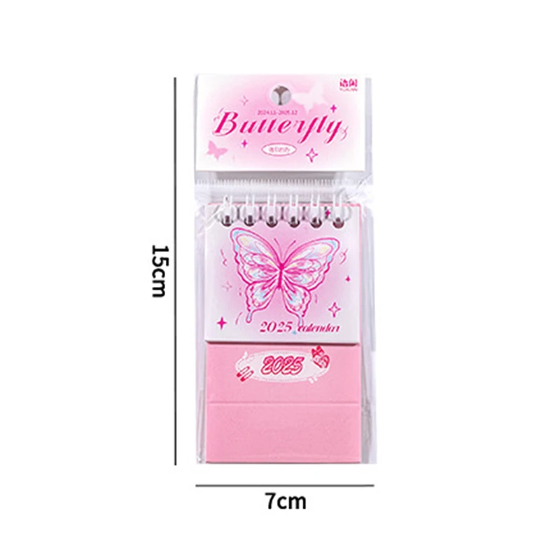2025 Butterfly Mini Desk Calendar Creative Office Decoration Desktop Calendar Daily Memo Calendar Learning Planner