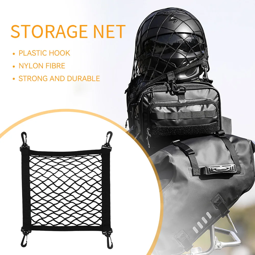 HuliTop Metal/Plastic Hooks Motorbike Luggage Net Holder Motorcycle Helmet Holder Net  Mesh Storage Bag Net Bag Parts