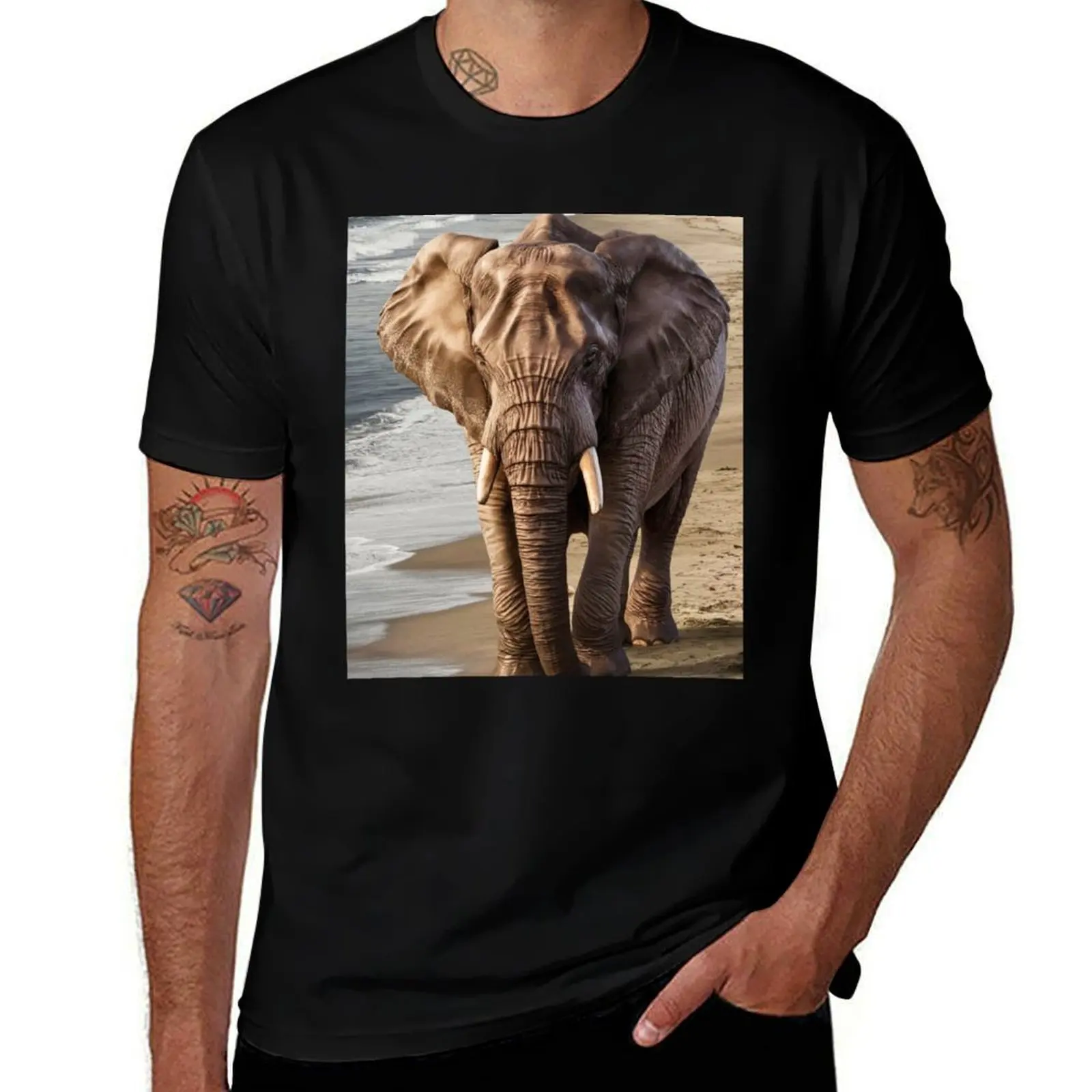 

Elephant Portrait. beach view T-Shirt t shirts designer man t shirt cotton T-Shirt