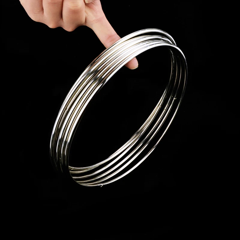 Chinese 6 Linked Big Rings Silver Stage Magic Tricks Toys For Professional Magicians