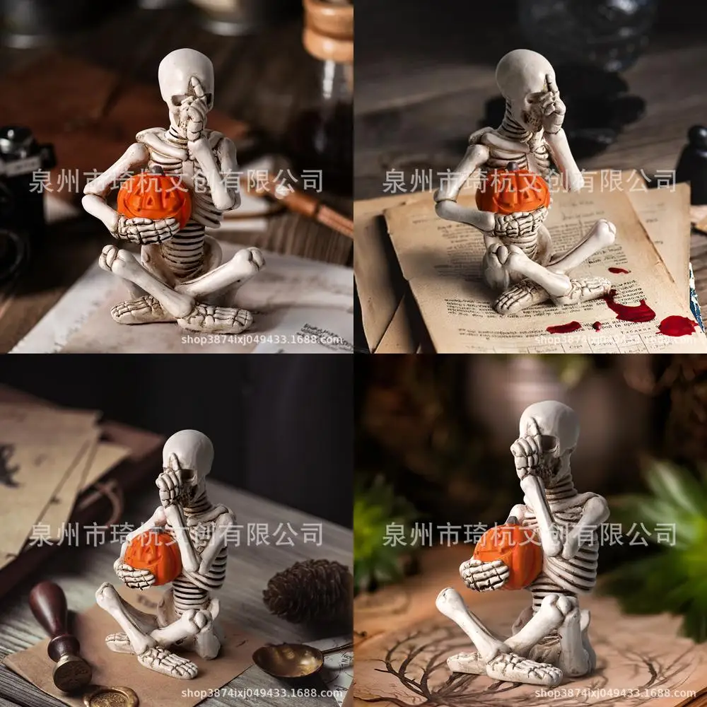 

Хэллоуин украшения из смолы Череп Человек держит тыкву Новое поступление популярное трансграничное украшение для прихожей гостиной стол
