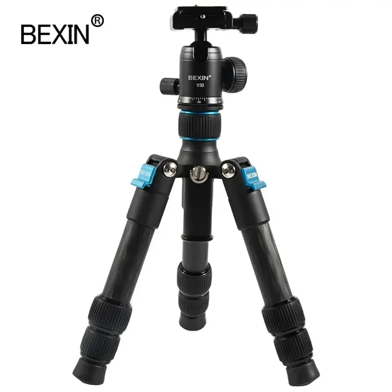MS28C Mini Carbon Fiber Desktop Tripod Lightweight Travel Video Tripod Stand with Ball Head for DSLR Camera Mobile Phone
