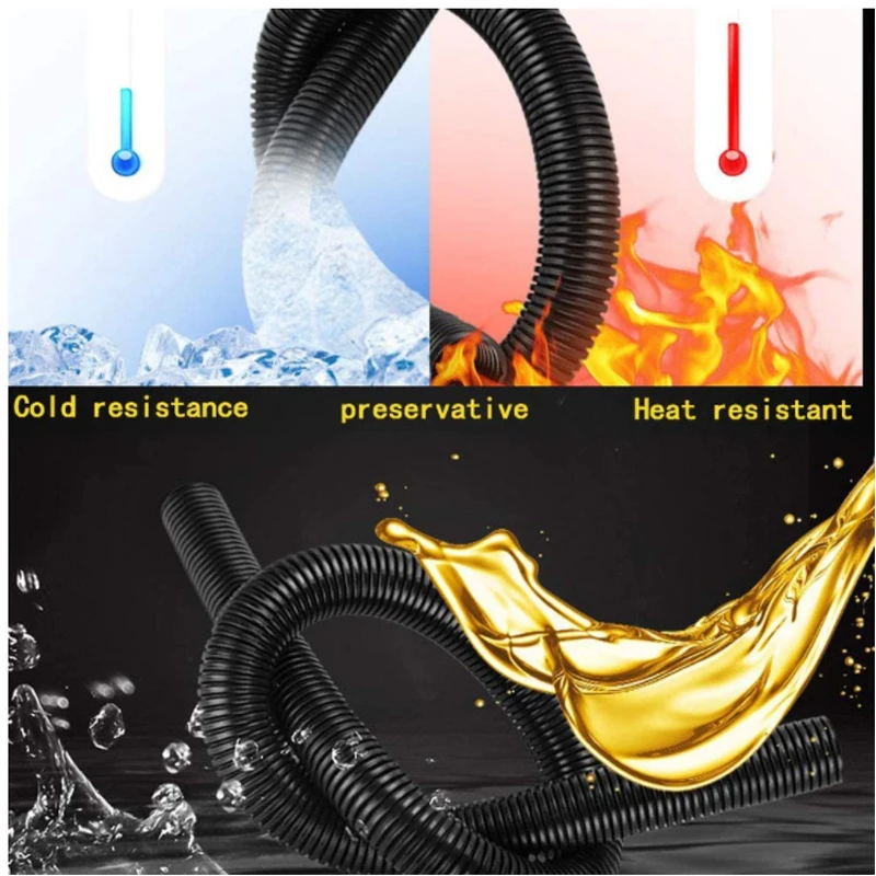 절연 주름관 파이프 나일론 와이어 하네스 케이싱 케이블 슬리브 코드 덕트 커버, 자동차 기계 라인 보호기, 3 m, 1m