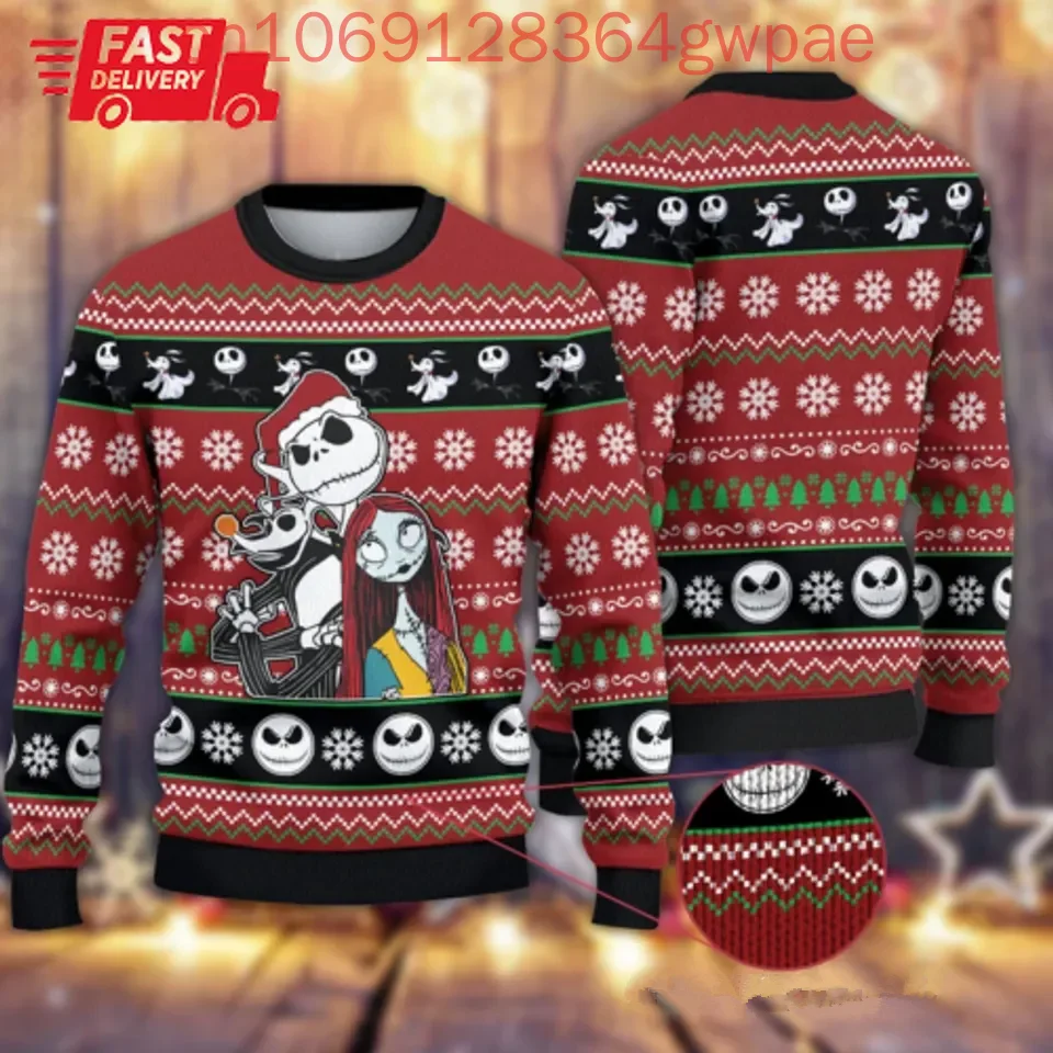 Disney Jack And Sally Nightmare Before Christmas Ugly Sweater Men's Women's 3d Fashion Sweater Christmas Sweater Tops