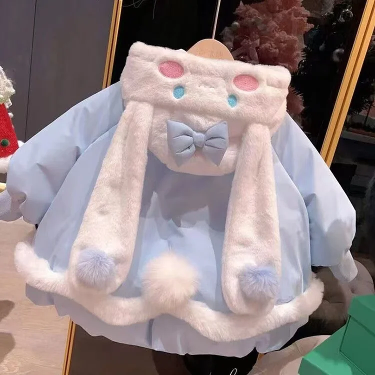 Sanrio Kawaii Cinnamoroll Hello Kitty Children\'s Plush Loose Coat Anime Sanrios Girl Cartoon Lamb Wool Warm Hooded Jacket Gifts